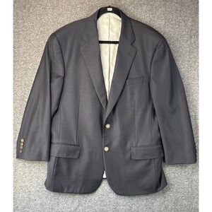 Samuelsohn Mens 42R Navy Blue Super 110s Wool Blazer Andrew Gold Crest Buttons